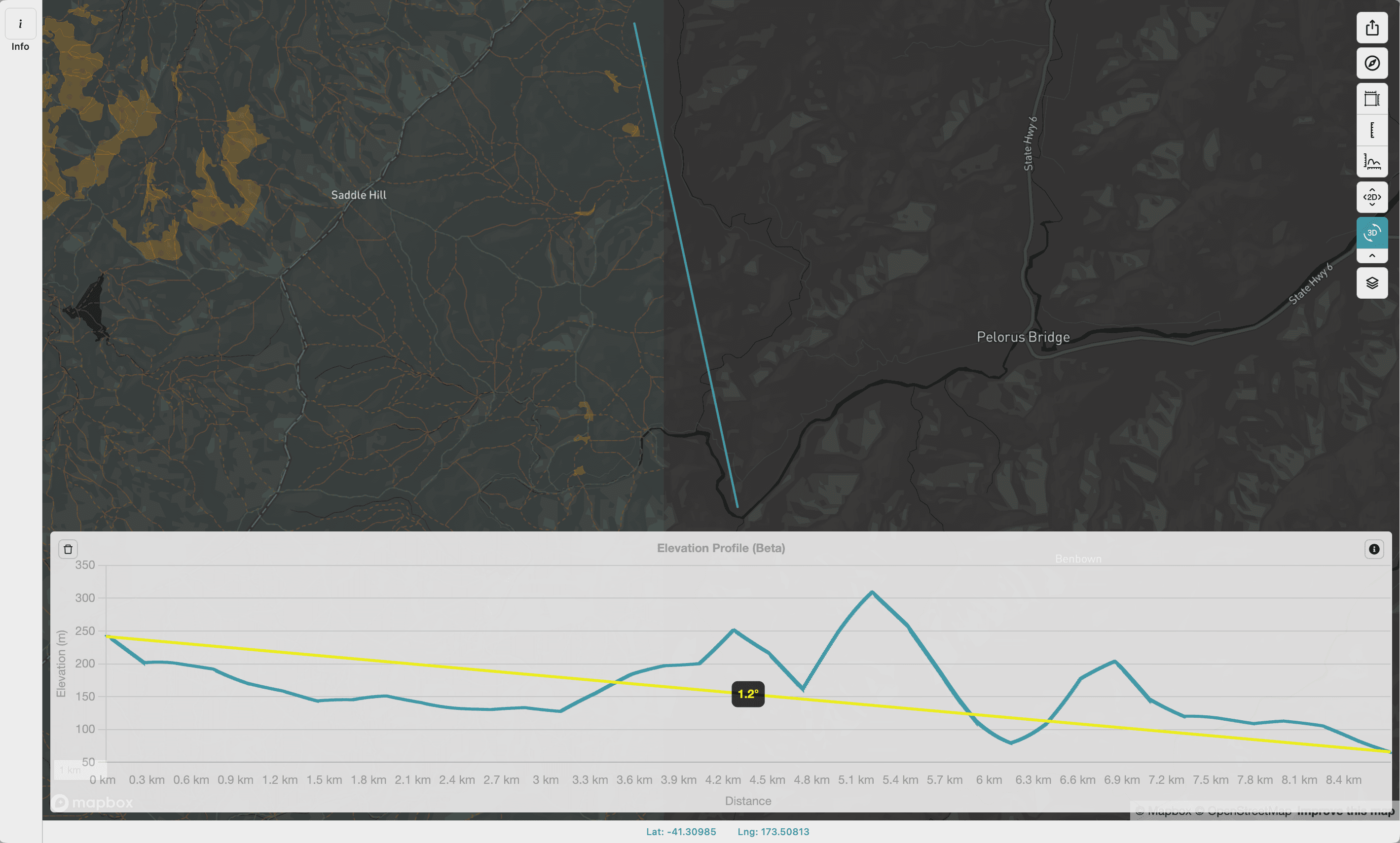 Measure an elevation on the map.