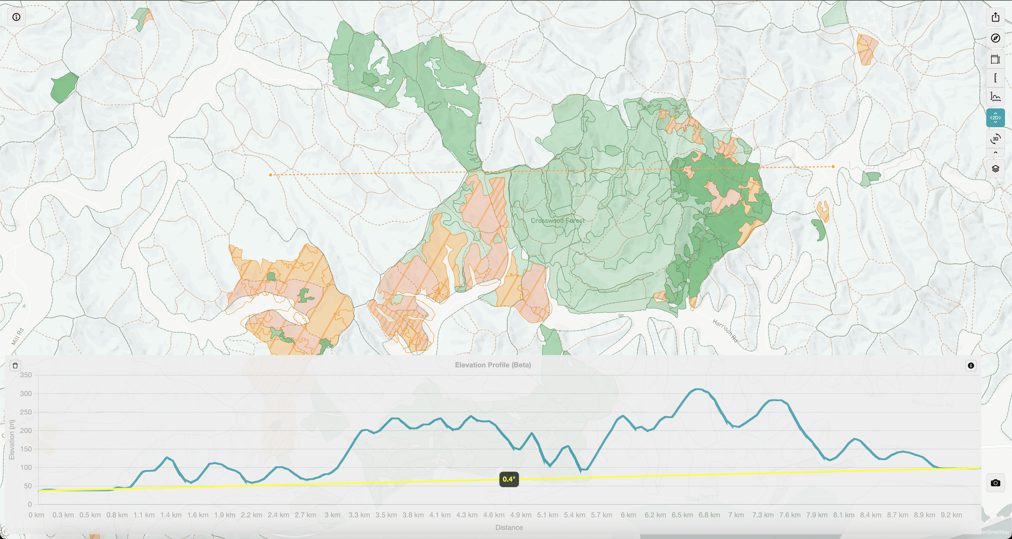 Measure an elevation on the map.