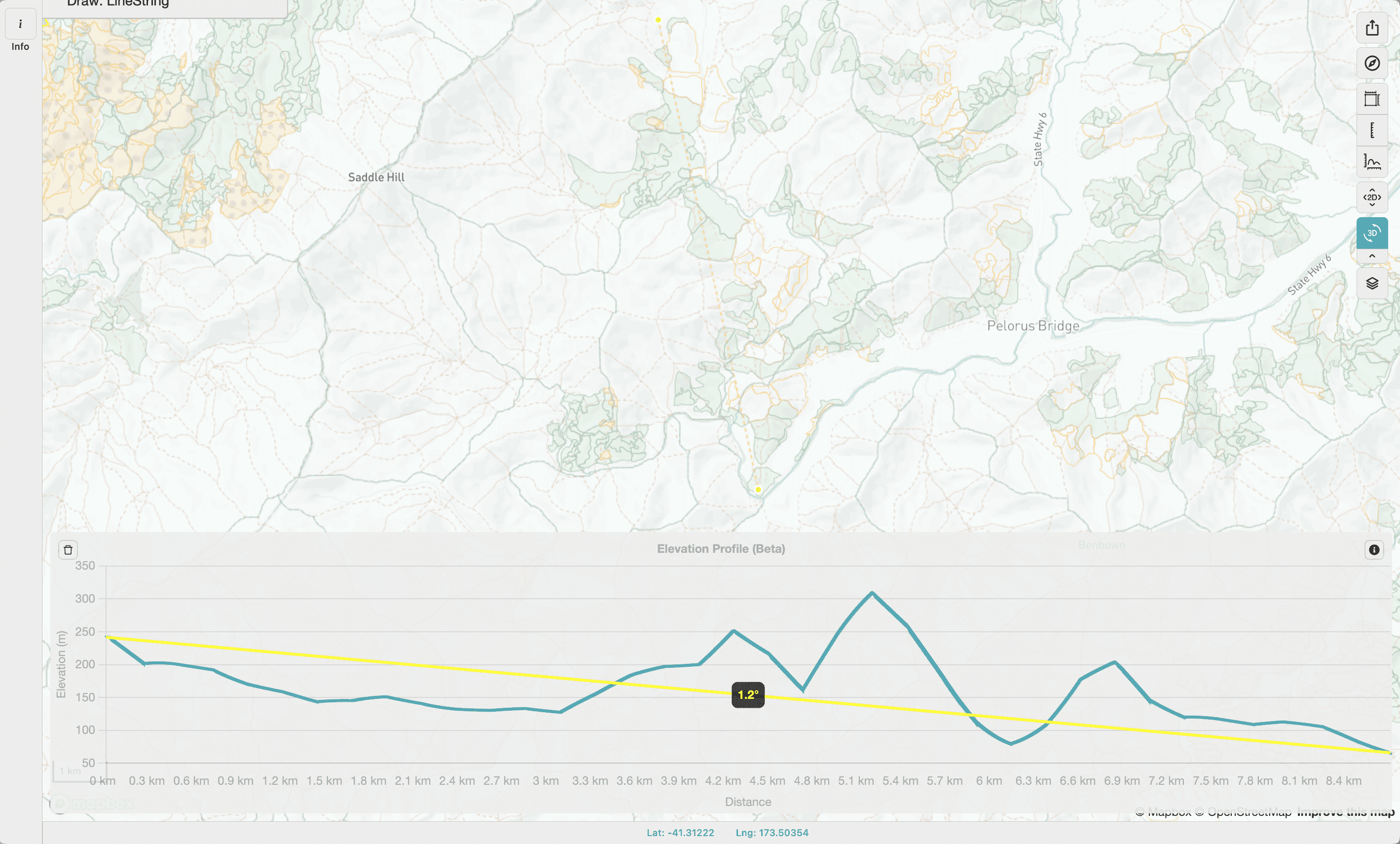 Measure an elevation on the map.