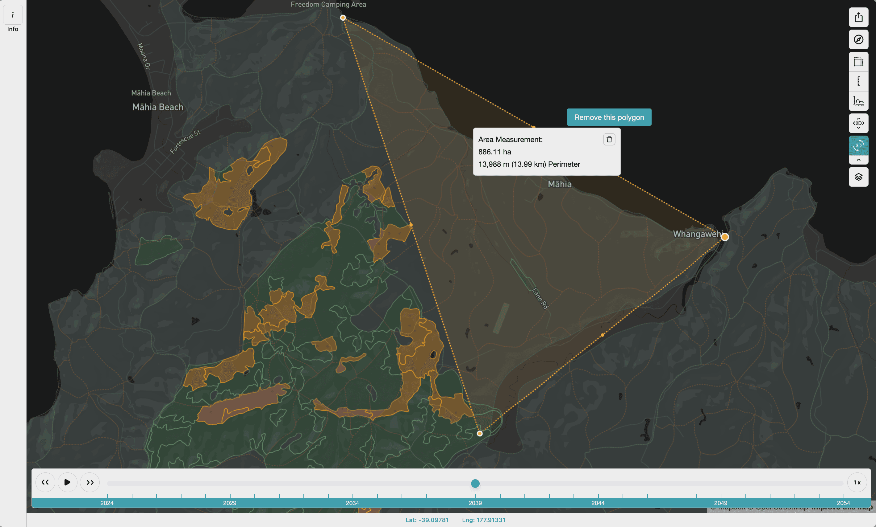 Measure an area on the map.