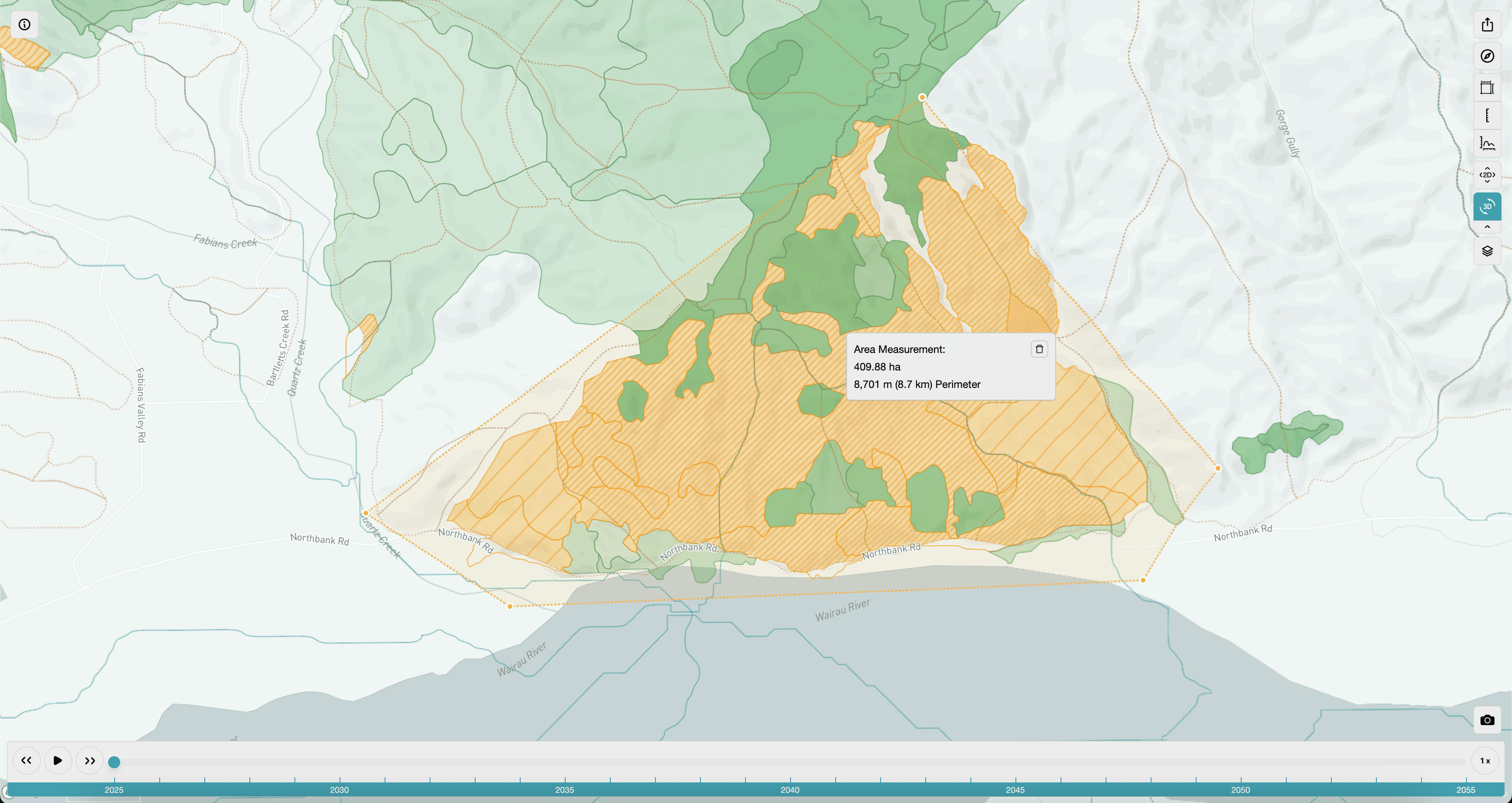 Measure an area on the map.