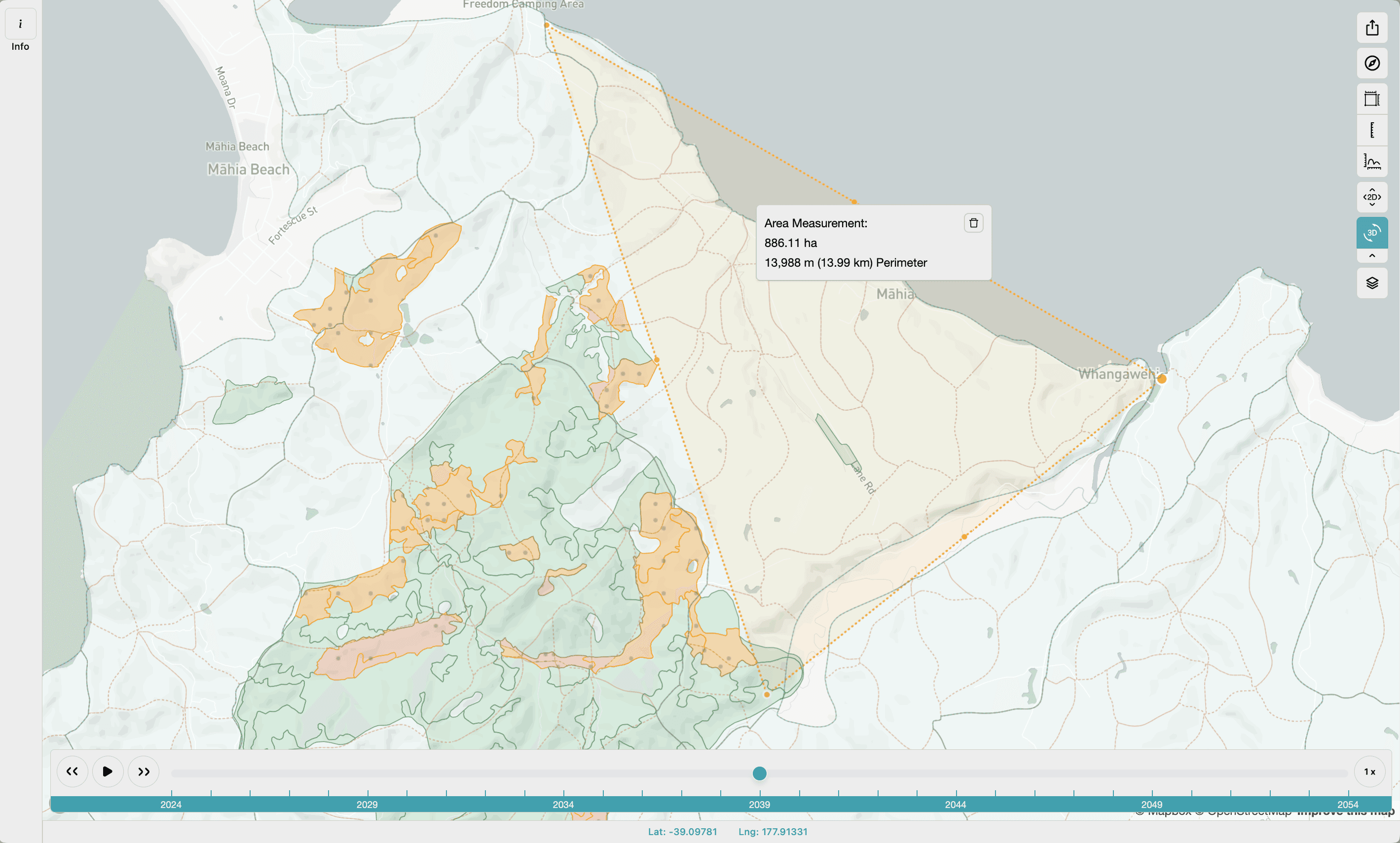 Measure an area on the map.