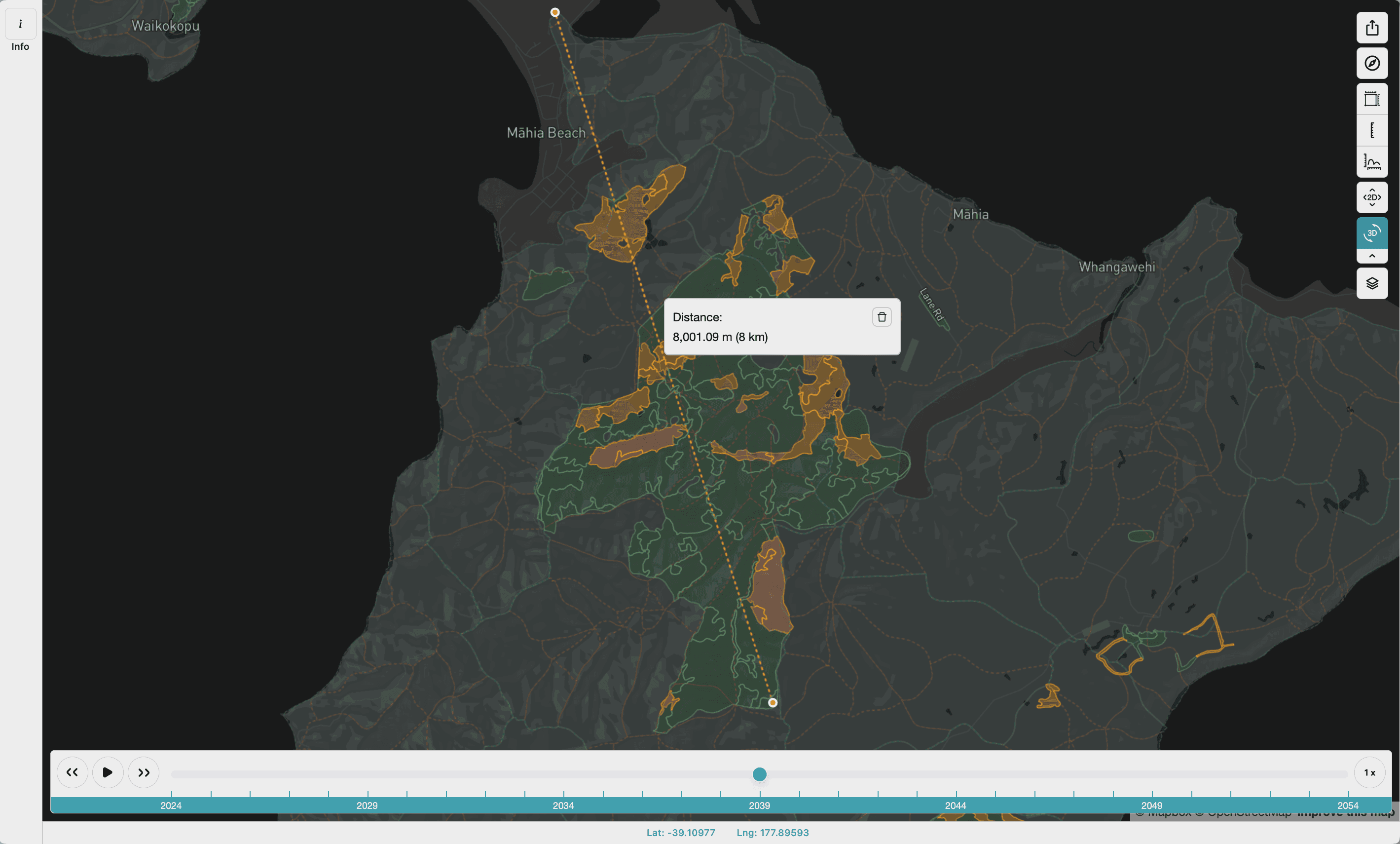 Measure a distance on the map.