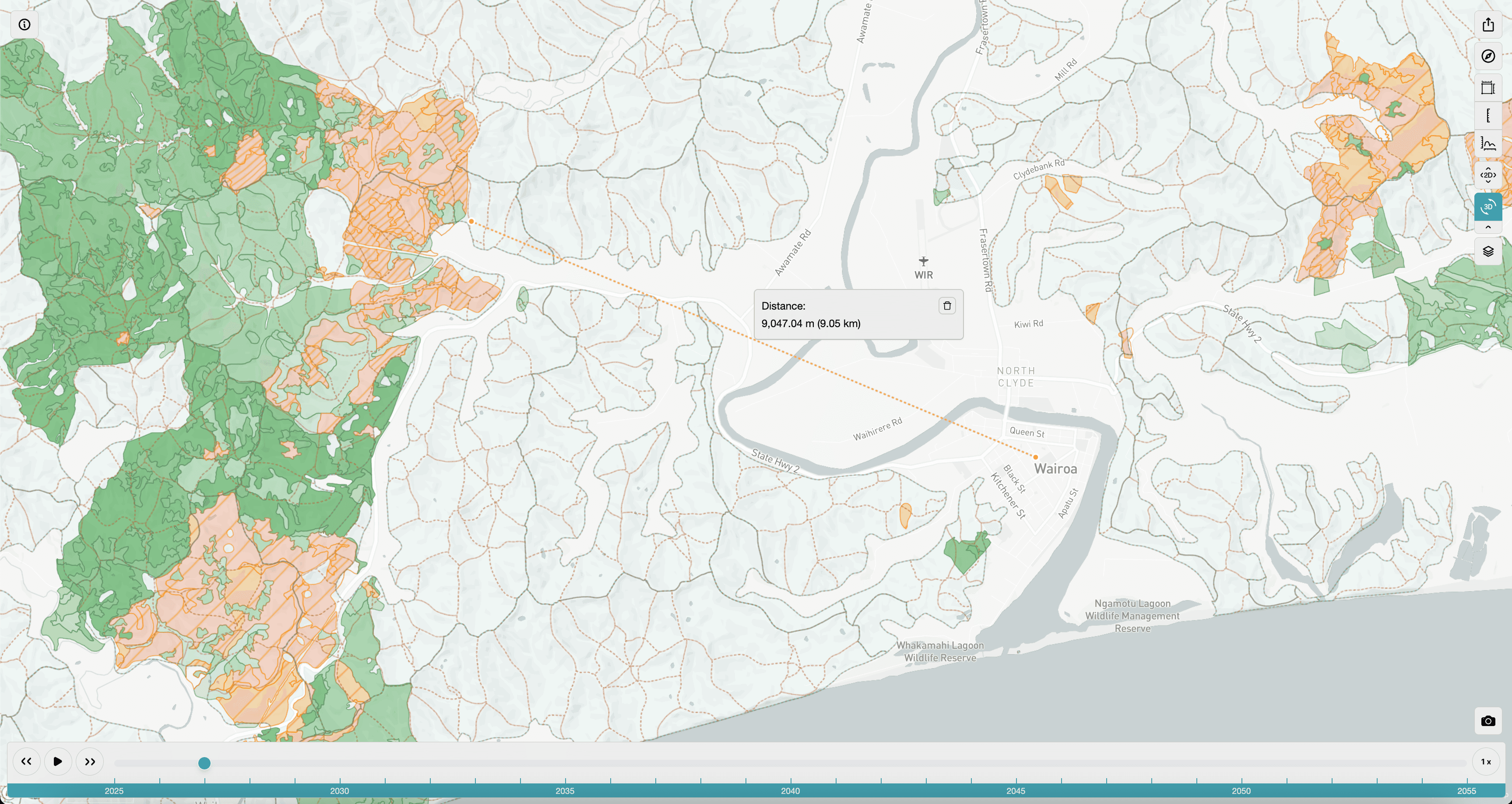 Measure a distance on the map.